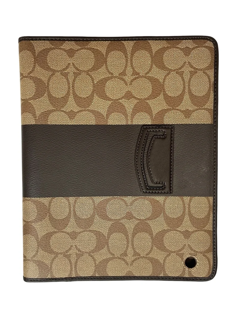 Coach Signature Canvas Leather iPad Folio Case Khaki Brown NWT Tablet Cover